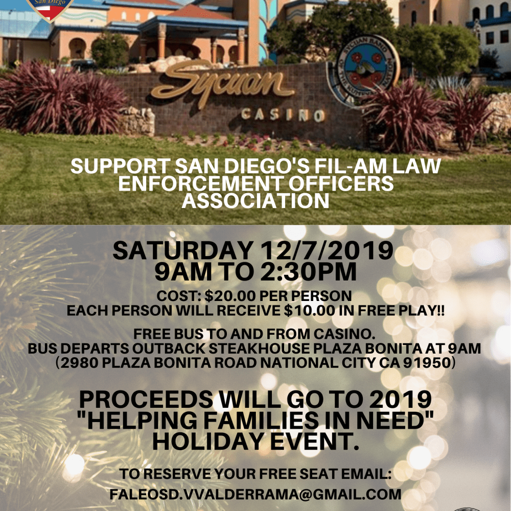 Saturday, December 7 – Sycuan Casino fundraiser